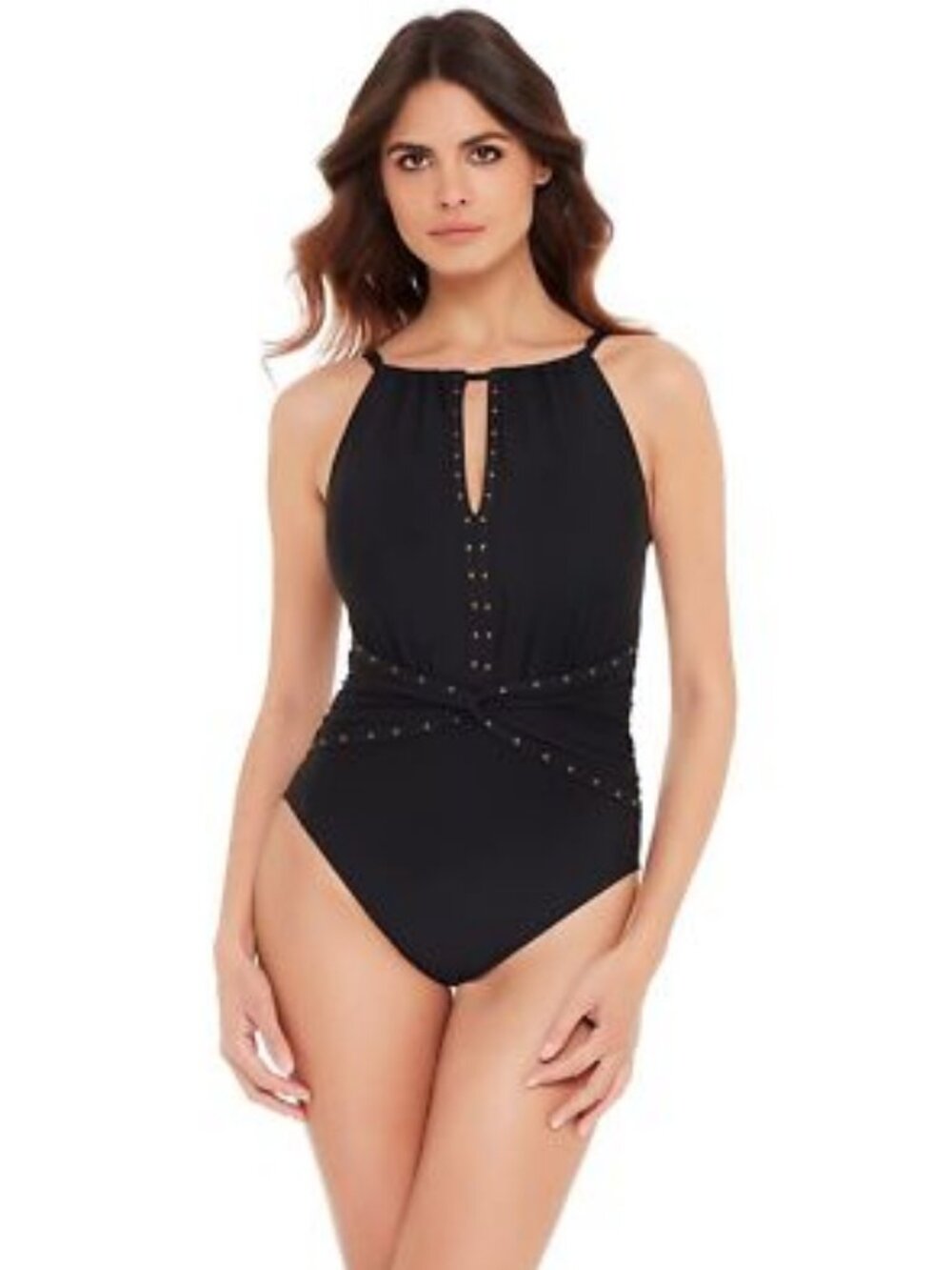 MAGICSUIT RIVETED DIANA SOFT CUP ADJUSTABLE STRAP ONE PIECE SWIMSUIT, BLACK, 14